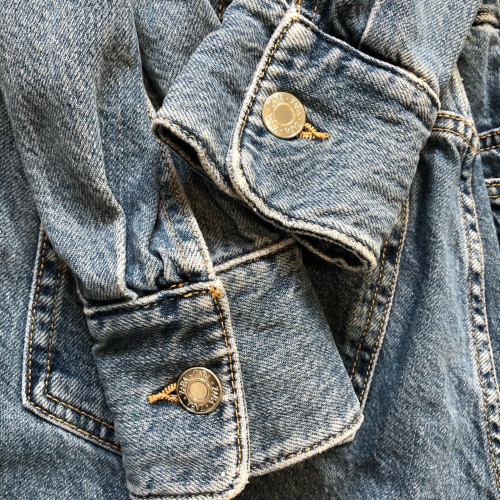 Zara Denim Long Sleeve Wide Leg Jumpsuit - Picture 15 of 16